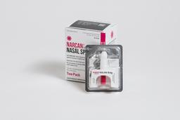 Narcan nasal spray - opioid overdose reversal medication with packaging